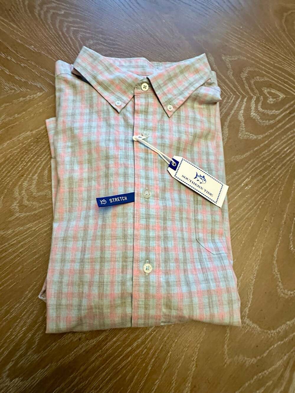 Southern Tide Chatsworth Heather Button-Up Dress Shirt XXL Blue Pink Check Plaid